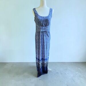 Spense Blue Ombre Sleeveless Maxi Sundress Boho Cottagecore Summer Beach